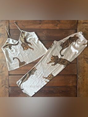 Silky Matching Pajama Lounge Set Medium M